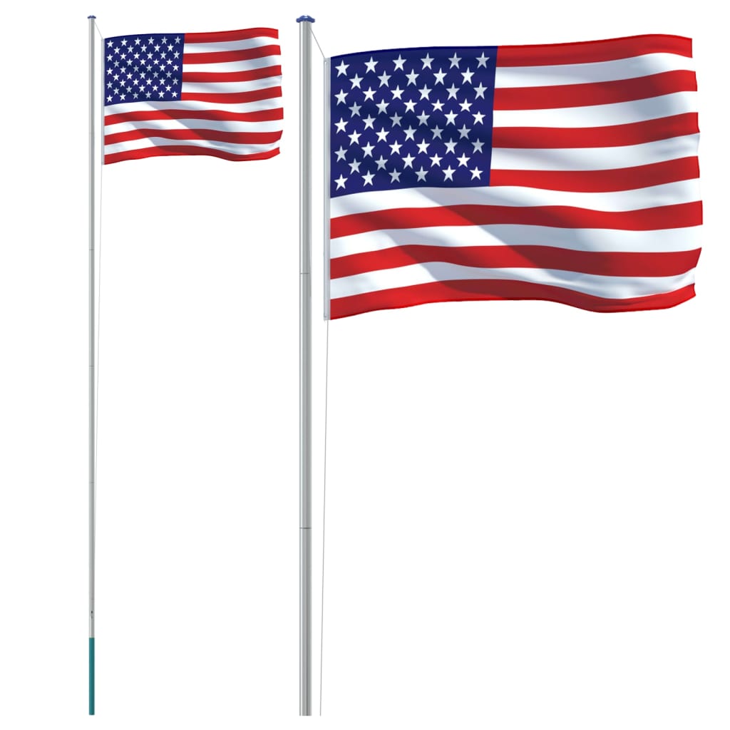 VidaXL Flag with Flagpole United States 6.23 m Aluminum