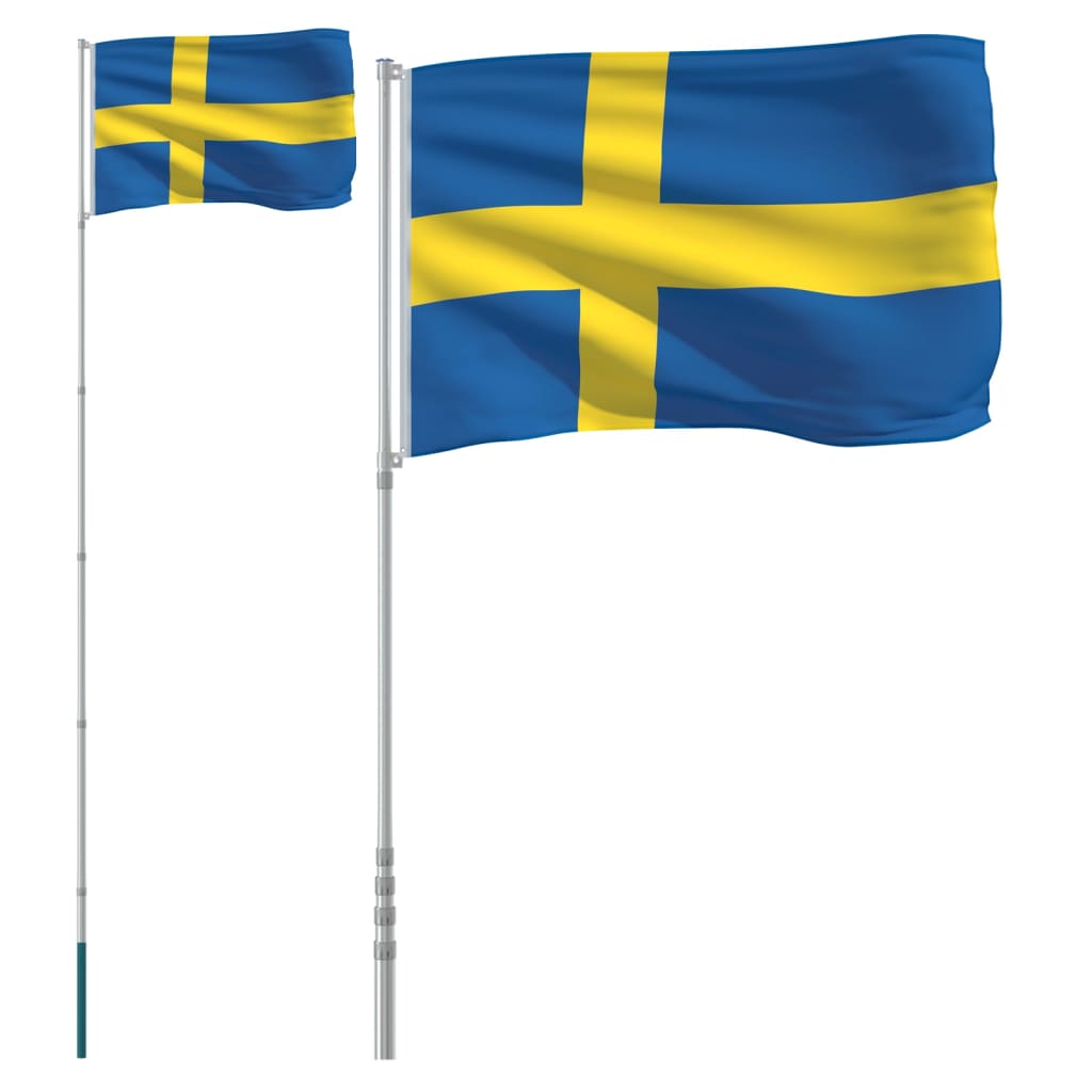 Vidaxl -flag med flagstang Sverige 5,55 m aluminium
