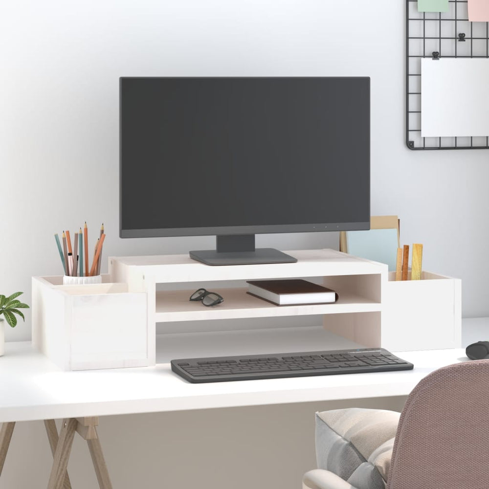 Vidaxx Monitorständer 70x27,5x15 cm massives Kiefernholz weiß