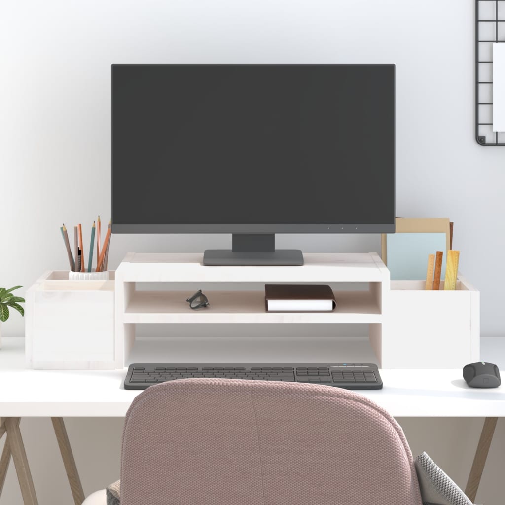 Vidaxx Monitorständer 70x27,5x15 cm massives Kiefernholz weiß