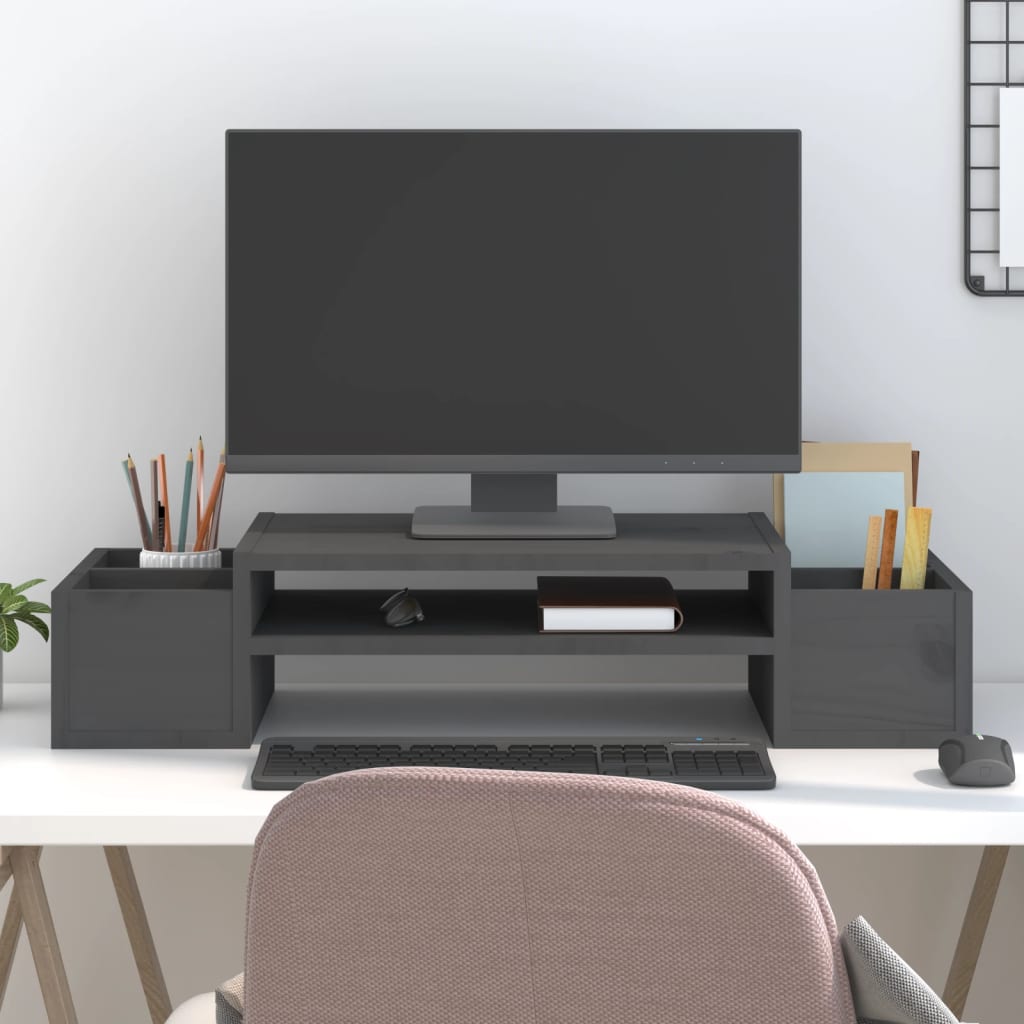 Vidaxx Monitorständer 70x27,5x15 cm massives Kiefernholz grau