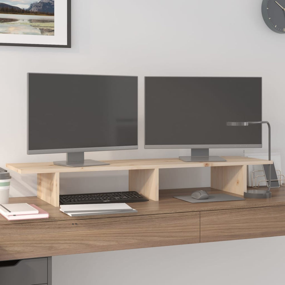 Vidaxxl Monitorständer 100x27x15 cm massives Kiefernholz