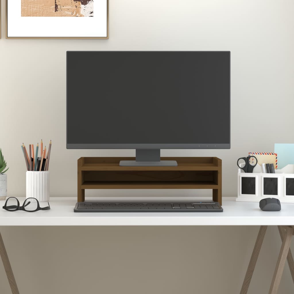 Vidaxx Monitorständer 50x24x16 cm massives Kiefernholz honigbraun