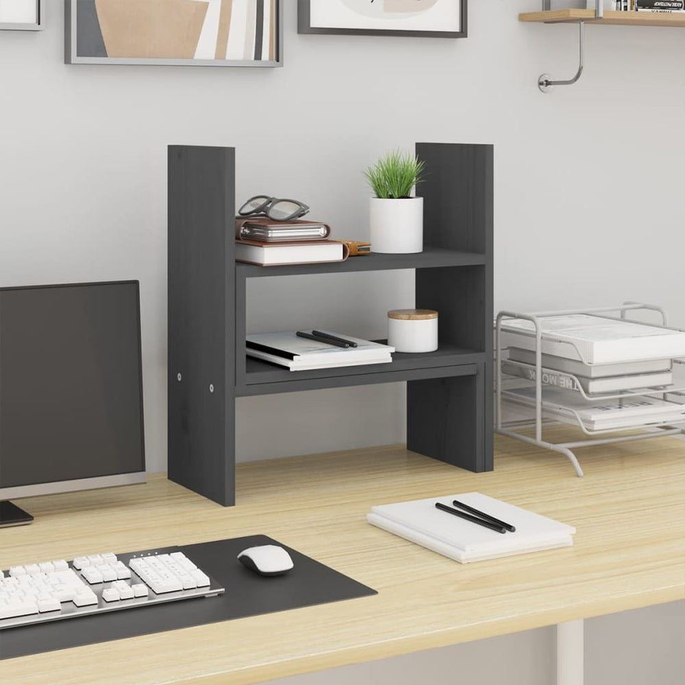 Vidaxxl Monitorständer (39-72)x17x43 cm massives Kiefernholz grau