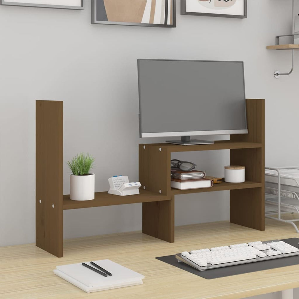 Vidaxxl Monitorständer (39-72)x17x43 cm Kiefernholz honigbraun