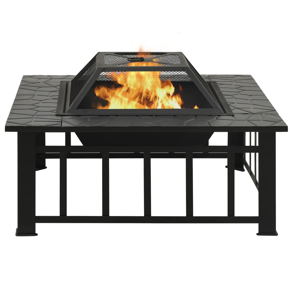 Vidaxl fire pit with poker xxl 79x79x46.5 steel