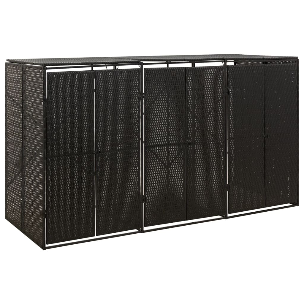 Vidaxx shranjevanje vsebnika Triple 207x80x117 cm poli rattan črna