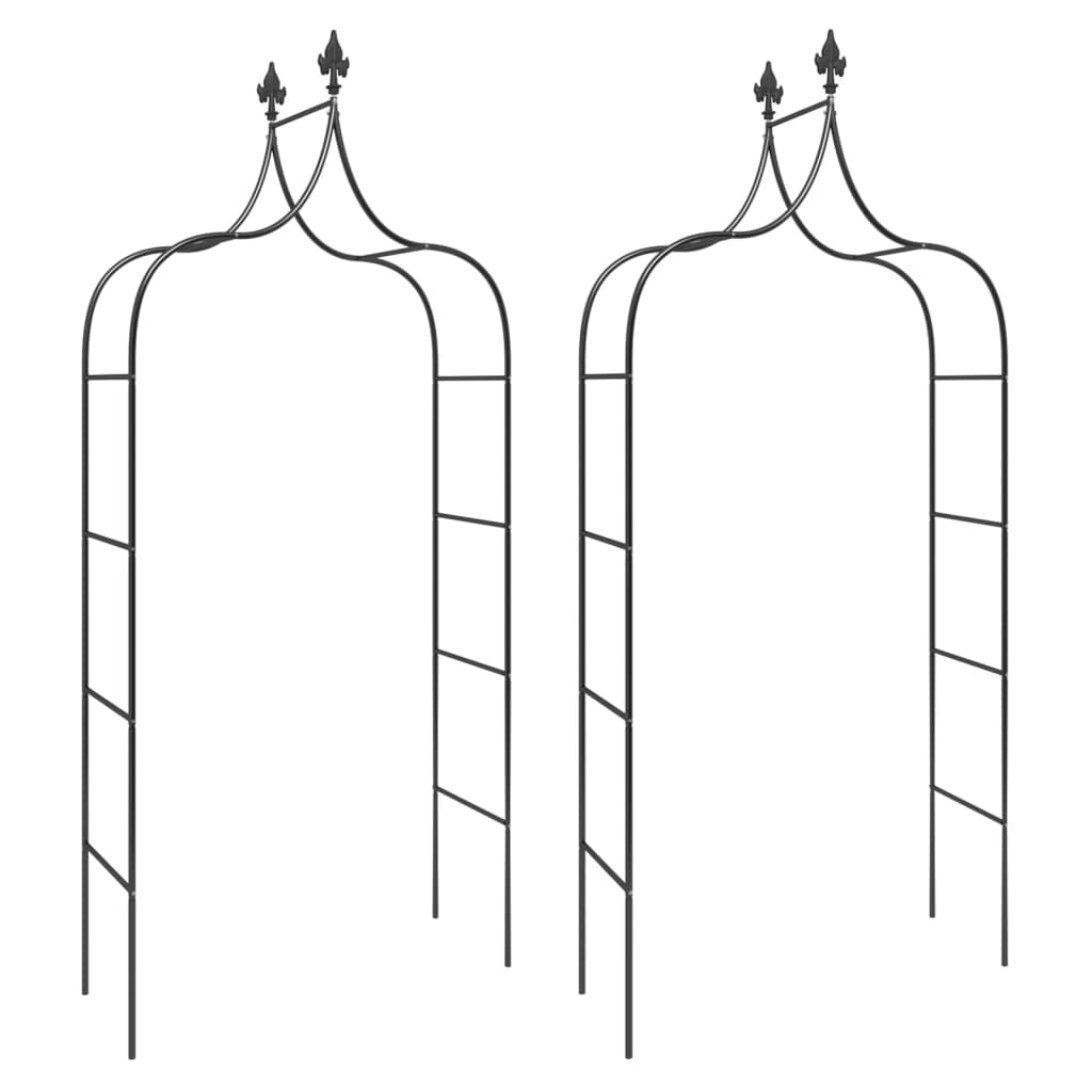 VidaXL Gartenbögen 2 Stück 120x38x260 cm Stahl schwarz