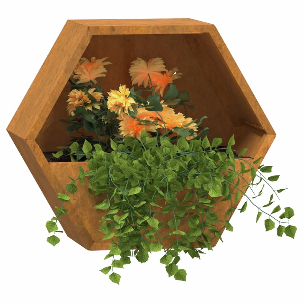 Fioriere Vidaxx a parete 2 pz 30x10x25 cm in acciaio corten arrugginito