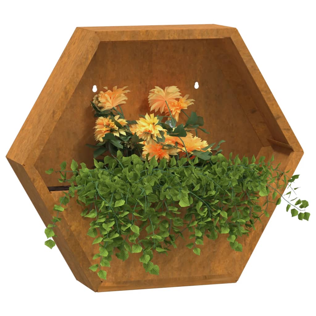 Fioriere Vidaxx a parete 2 pz 46x10x40 cm in acciaio corten arrugginito