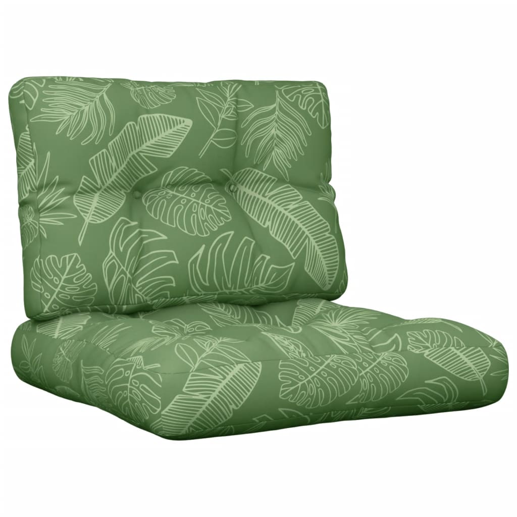Vidaxl pallet cushions 2 pcs fabric leaf pattern