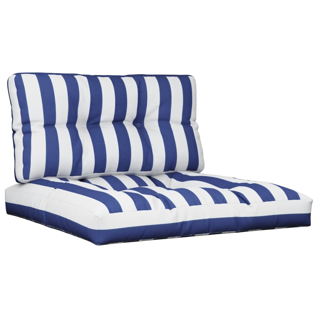 Vidaxl pallet cushions 2 pcs fabric striped white and blue