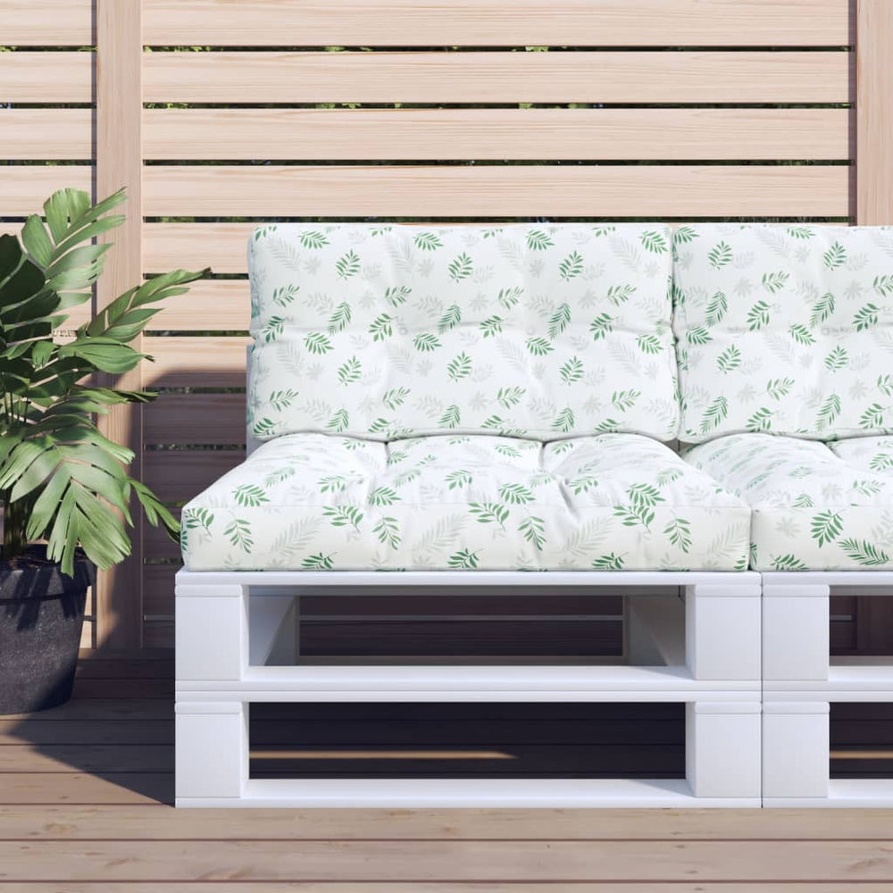 Vidaxl pallet cushions 2 pcs fabric leaf pattern