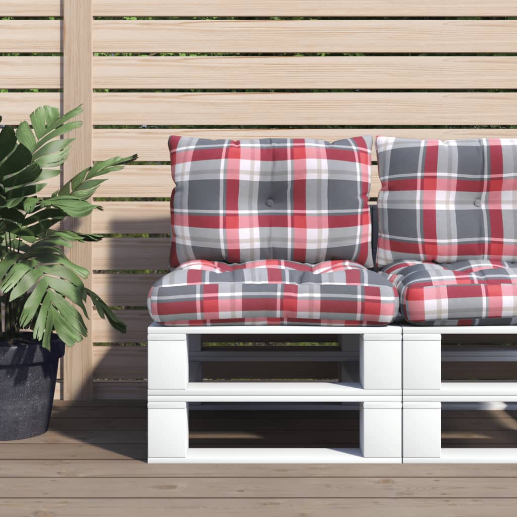 Vidaxl pallet cushions 2 pcs fabric diamond pattern red