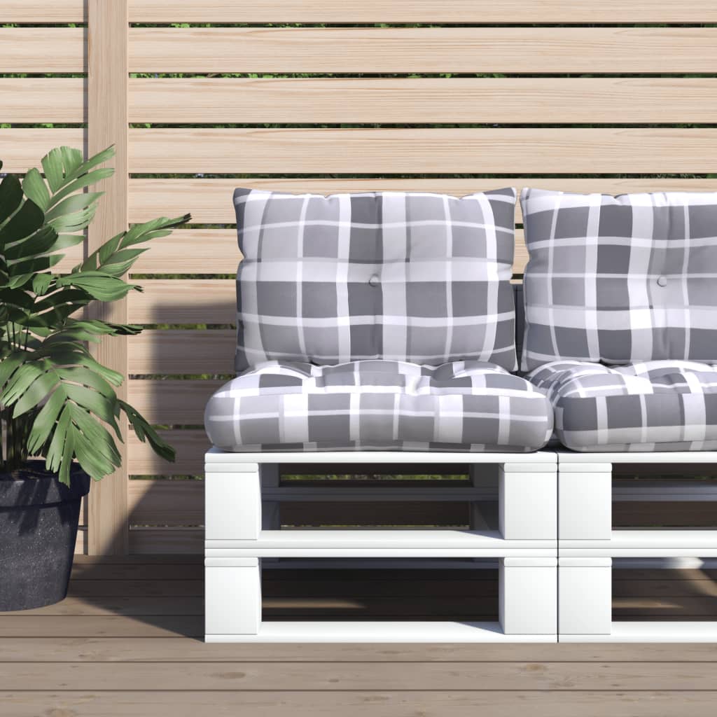 VidaXL палетни възглавници 2 бр плат с диамант сиво