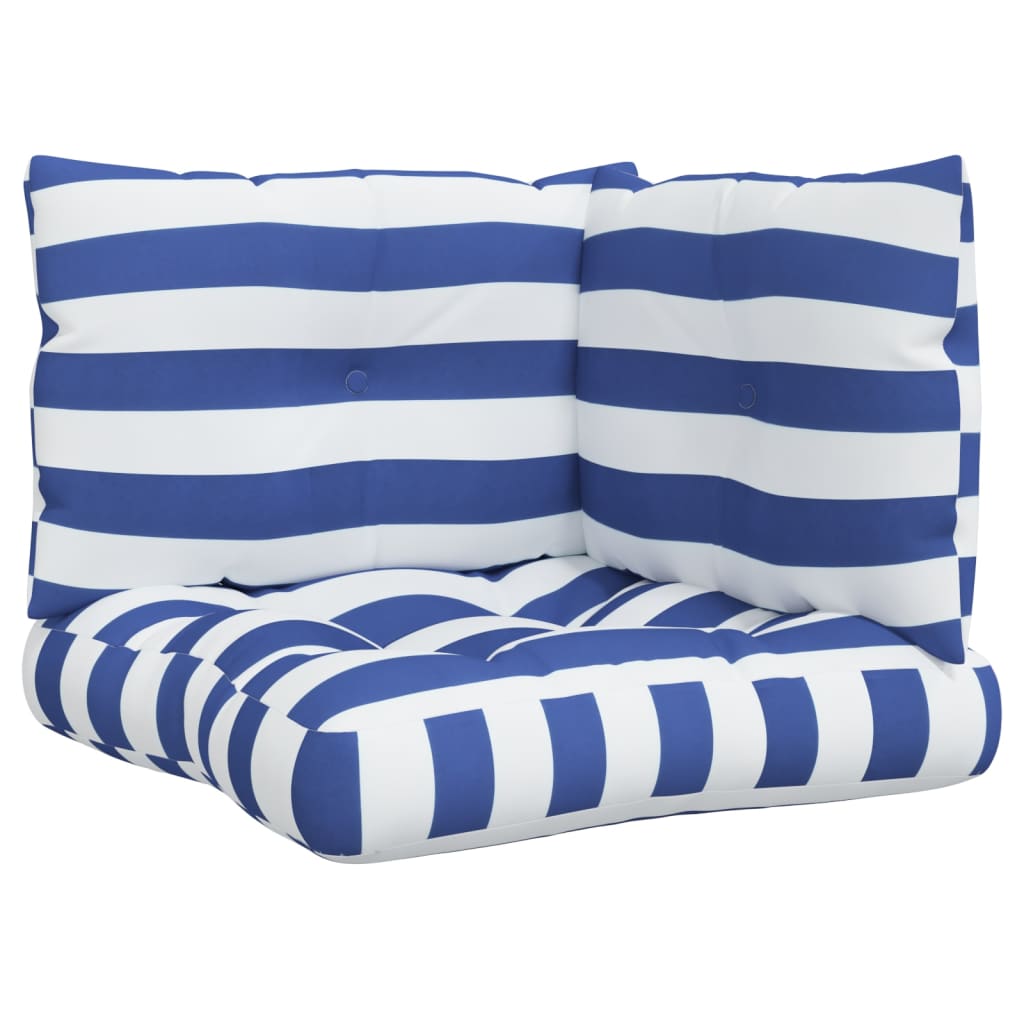 Vidaxl pallet cushions 3 pcs striped oxford fabric white and blue