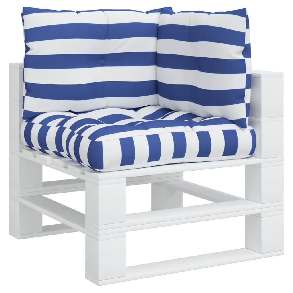 Vidaxl pallet cushions 3 pcs striped oxford fabric white and blue