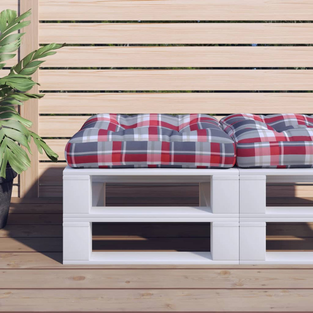 Cuscino per pallet Vidaxx 58x58x10 cm tessuto con motivo a rombi rosso