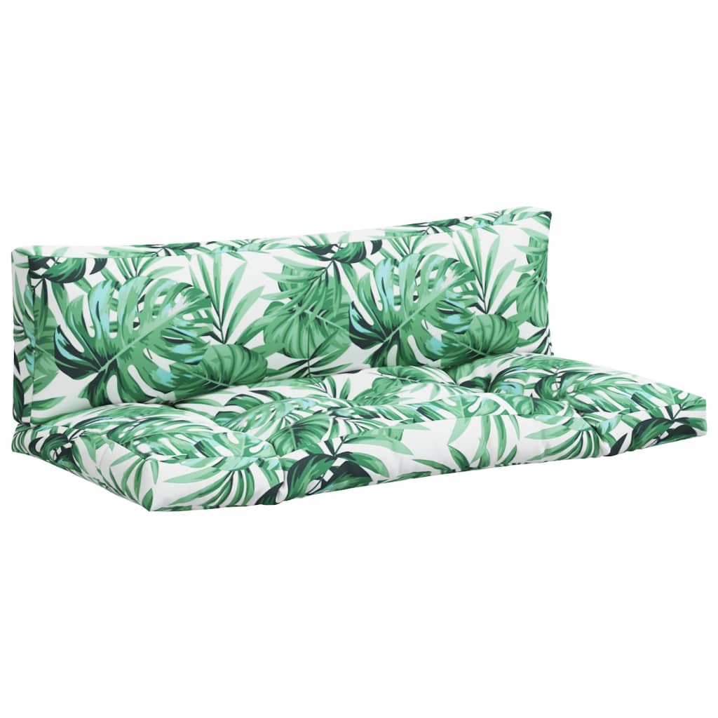Vidaxl pallet cushions 2 pcs fabric leaf pattern