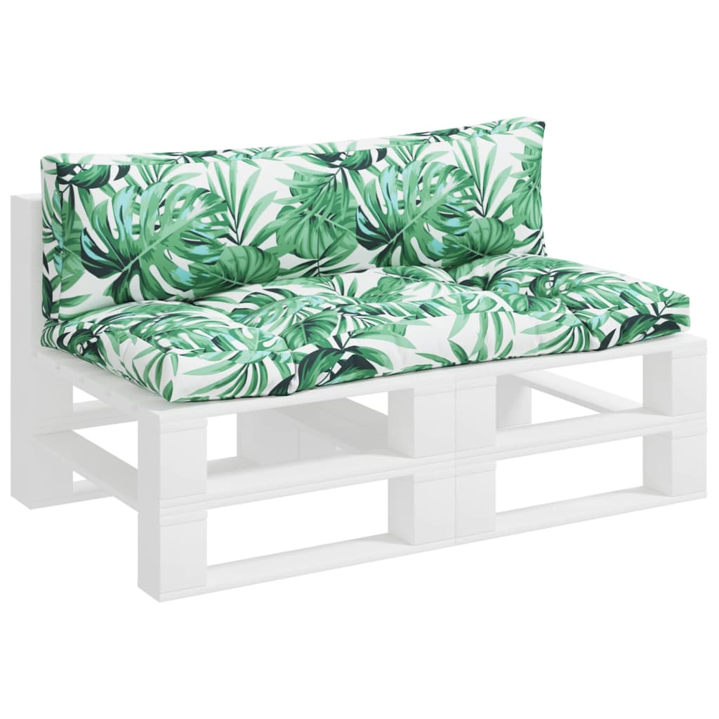 Vidaxl pallet cushions 2 pcs fabric leaf pattern