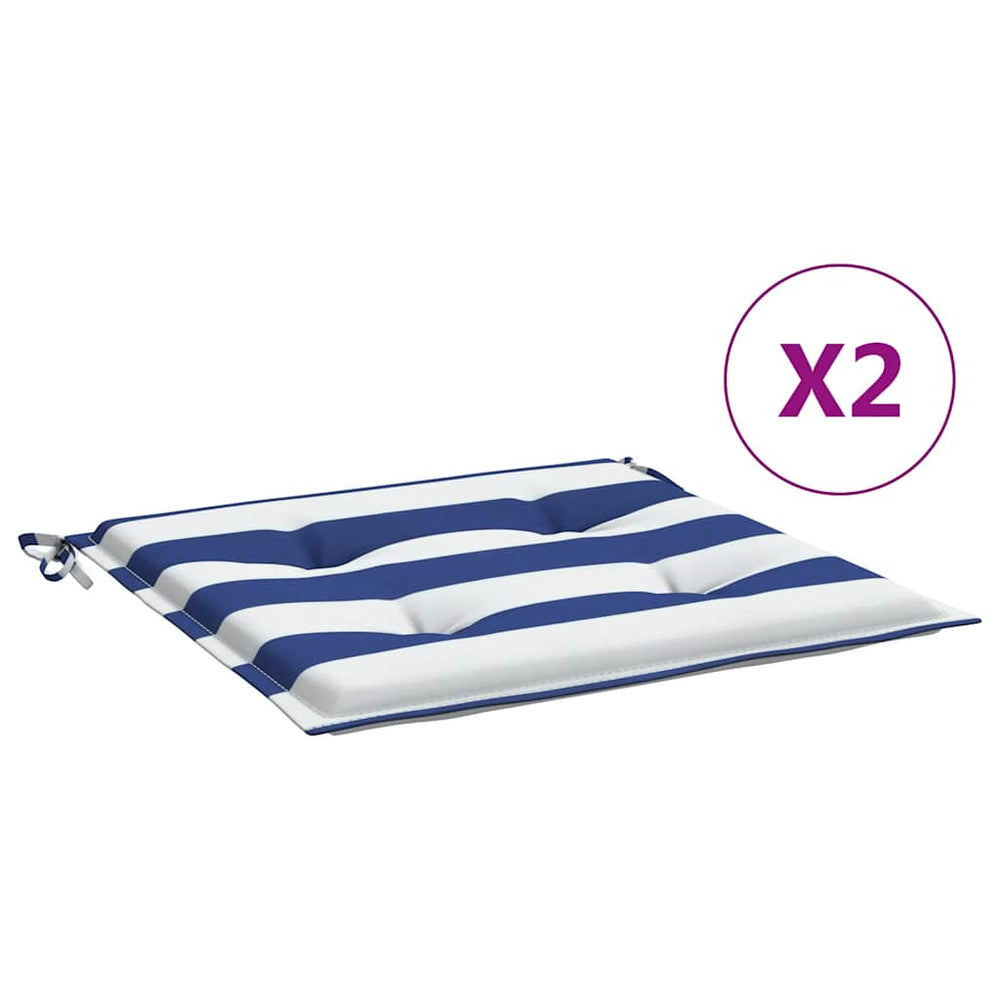 Vidaxl garden chair cushions 2 pcs striped 40x40x4 cm fabric white and blue