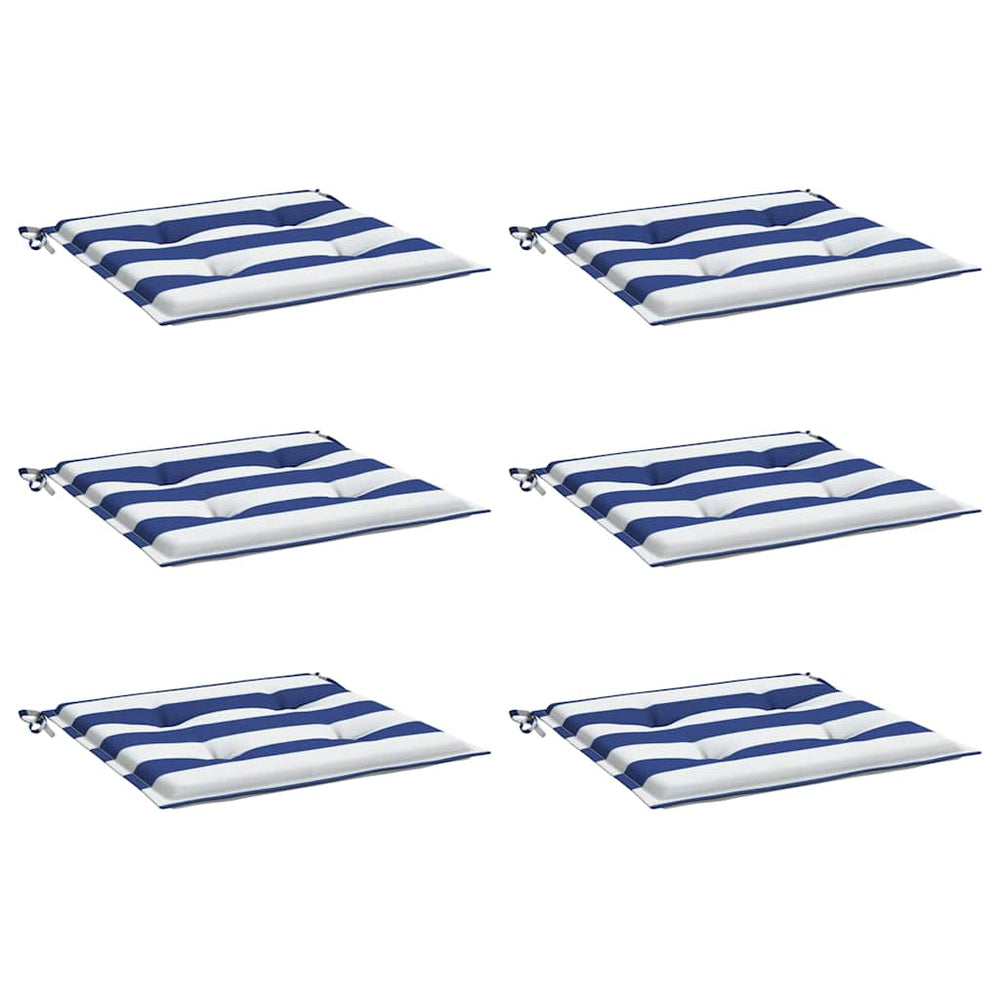 Vidaxl Garden stol blazine 6 psov črta 40x40x4 cm tkanina bela in modra