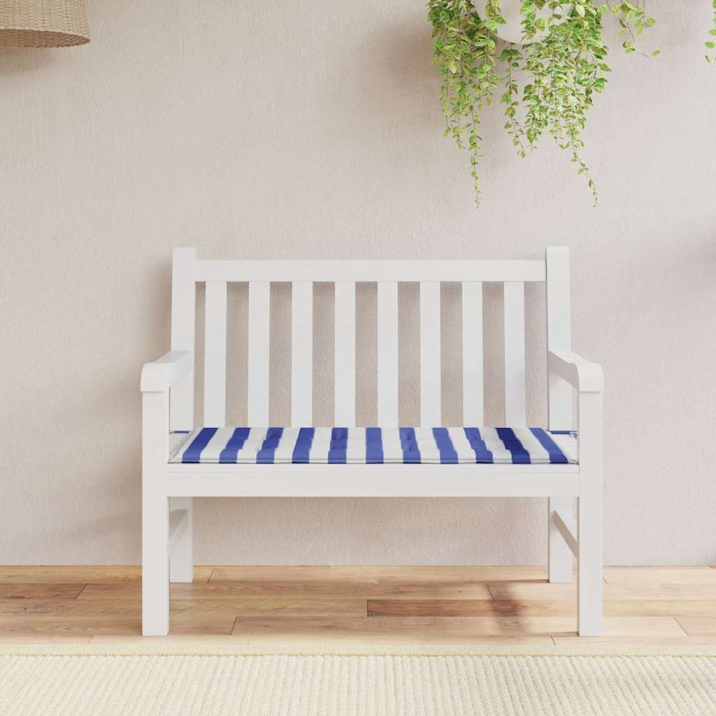 Vidaxx cuscino per panca da giardino a righe 120x50x4 cm in tessuto oxford bianco e blu
