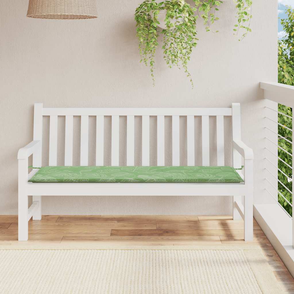 Cuscino per panca da giardino Vidaxx 150x50x4 cm in tessuto oxford con motivo a foglie