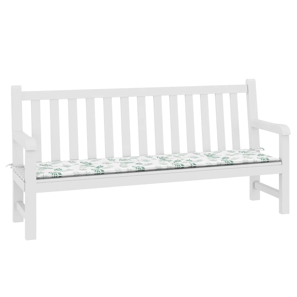 VidaXL coussin de banc de jardin motif feuille 200x50x4 cm tissu