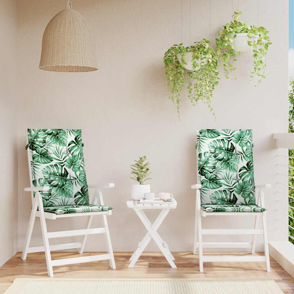 Sedáky na židle VidaXL 2 ks látky se vzorem listů s vysokým opěradlem