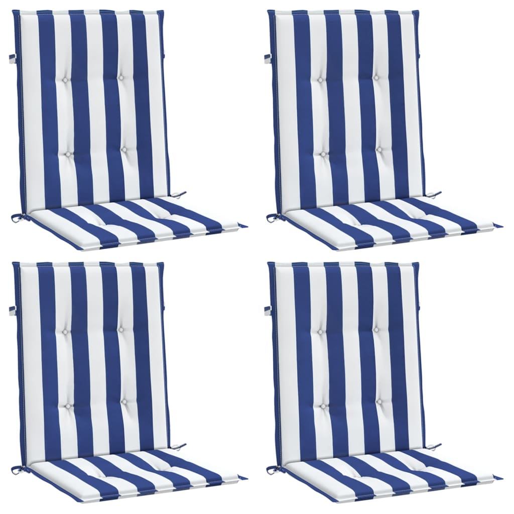 Vidaxl chair cushions 4 pcs low back striped fabric white and blue