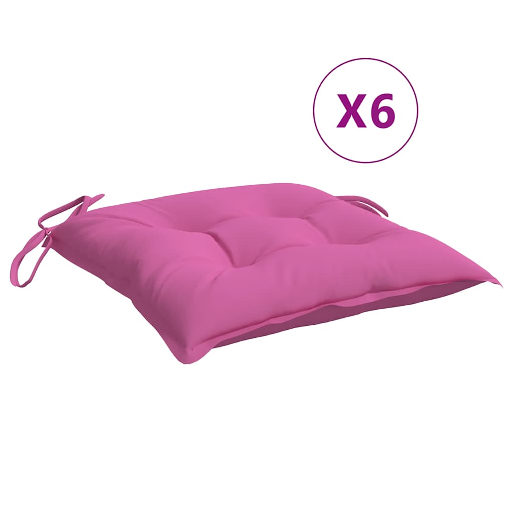 VidaXL coussins de chaise 6 pcs 40x40x7 cm tissu rose