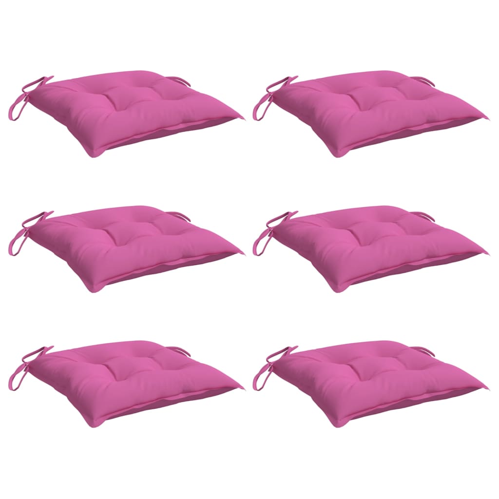 VidaXL coussins de chaise 6 pcs 40x40x7 cm tissu rose