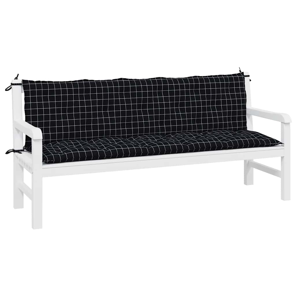 VidaXL coussins de banc de jardin 2 pcs tissu oxford motif losange noir