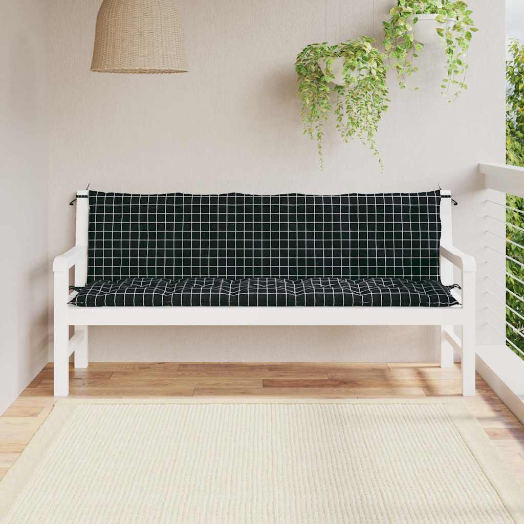 VidaXL coussins de banc de jardin 2 pcs tissu oxford motif losange noir
