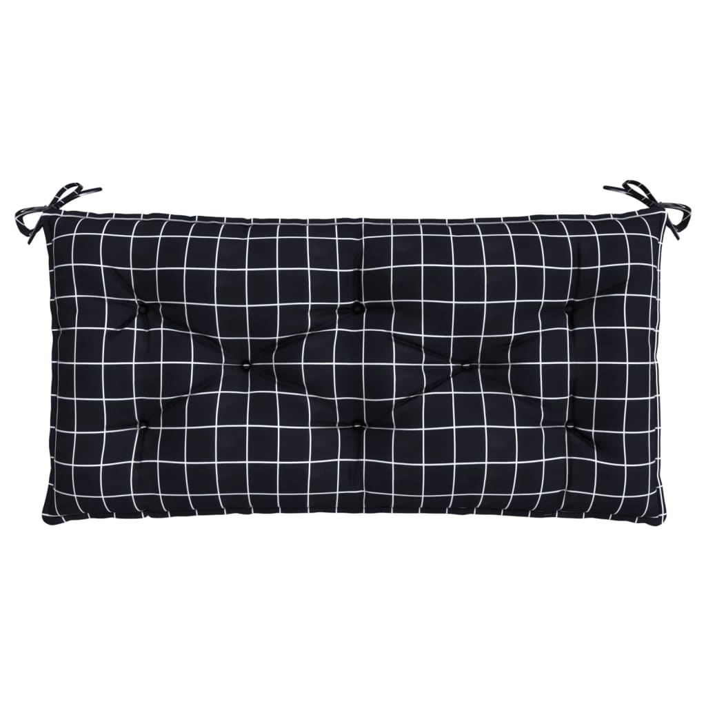VidaXL Coussin de banc de jardin motif diamant 110x50x7 cm tissu noir