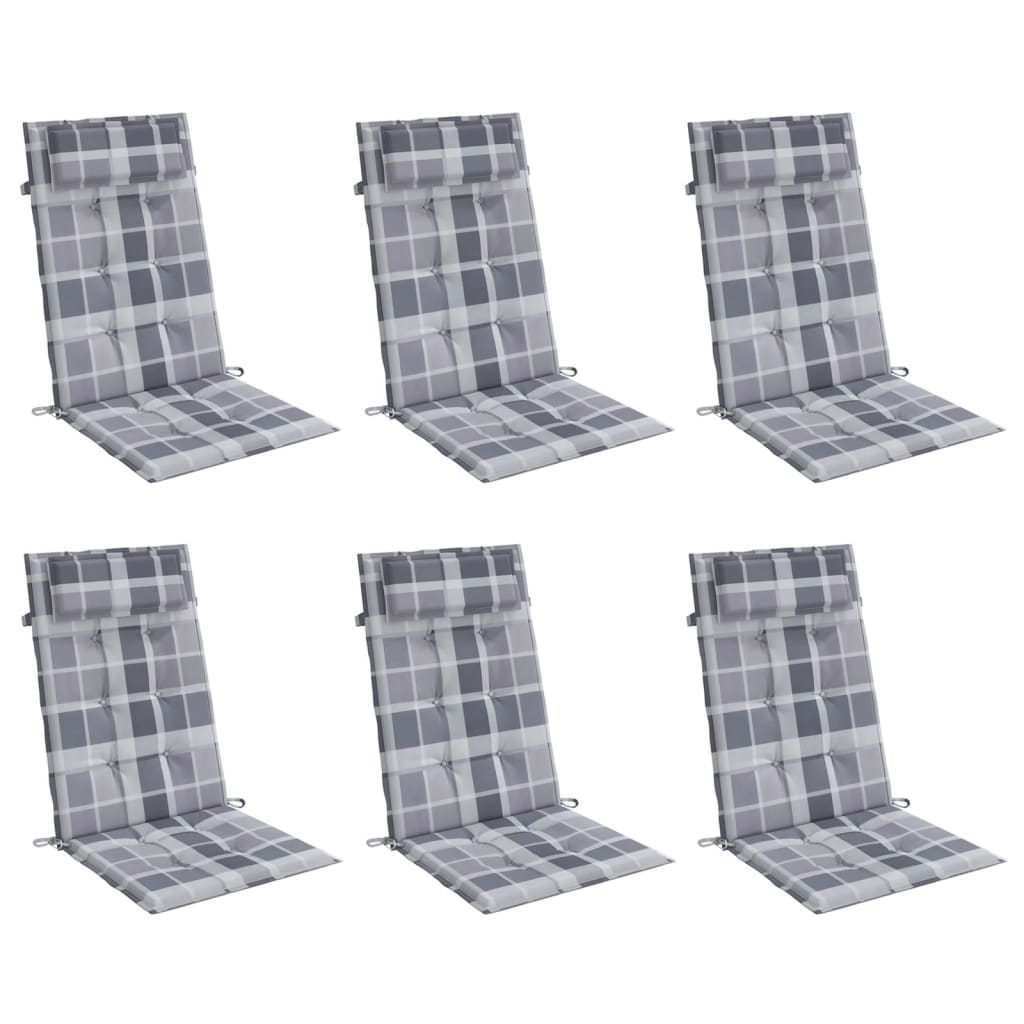 Blazine za stol vidaxl 6 pcs visok zadnji diamantni vzorec Oxford tkanina siva