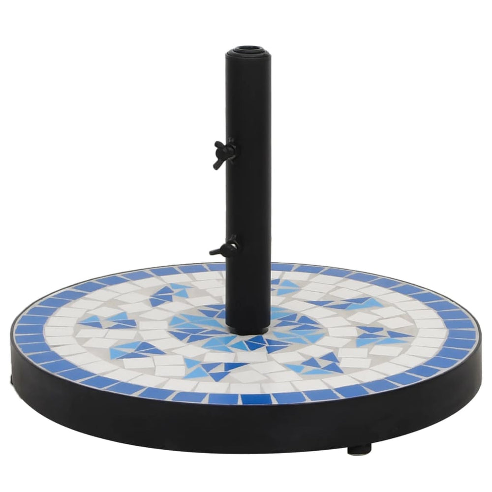 VidaXL pied de parasol rond 12 kg bleu et blanc