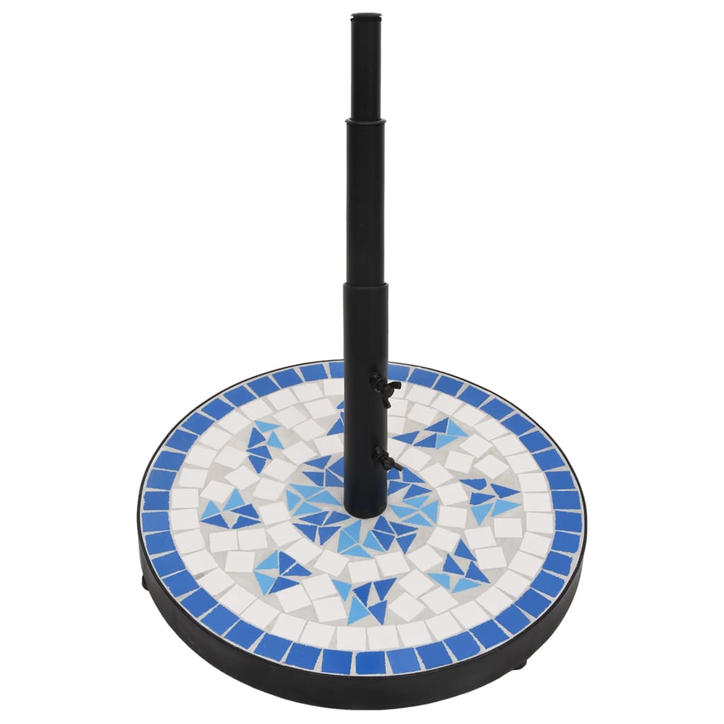 VidaXL pied de parasol rond 12 kg bleu et blanc