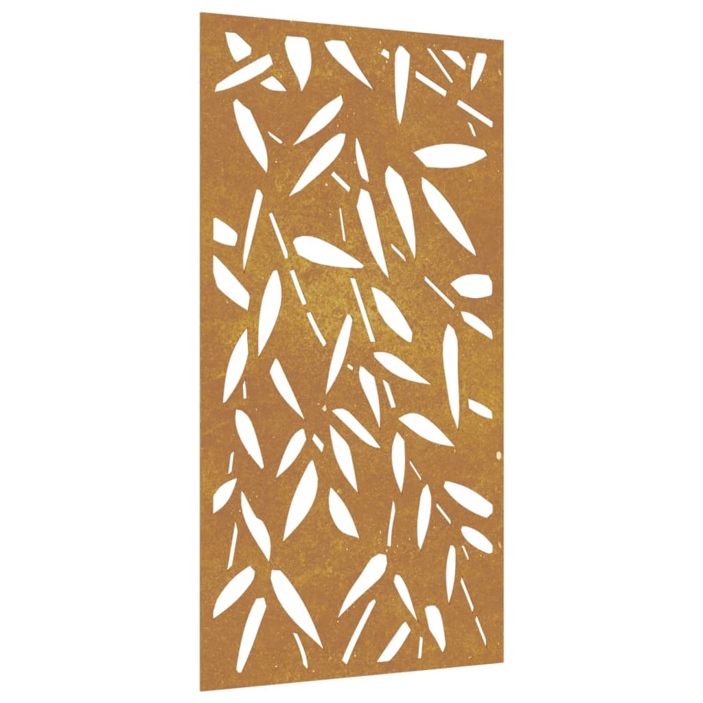 VidaXL Decorazione murale da giardino design foglia di bambù 105x55 cm in acciaio corten