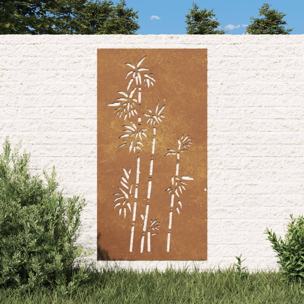 Vidaxl Decorazione murale Design di bambù da giardino 105x55 cm Cortenstaal