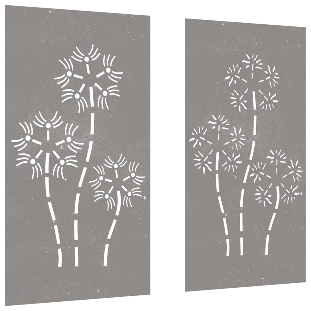Vidaxl Decorazione da parete Giardino 2 St Flower Design 105x55 cm Cortenstaal