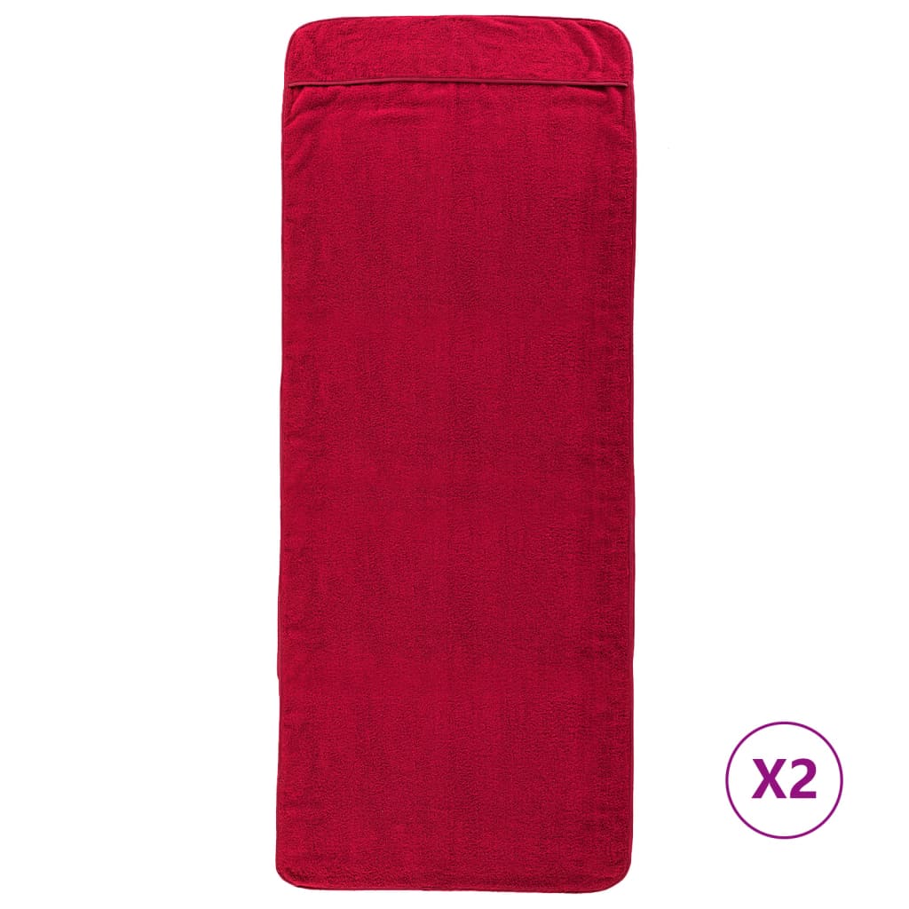 Vidaxl beach towels 2 pcs 400 g m² 75x200 cm fabric burgundy red