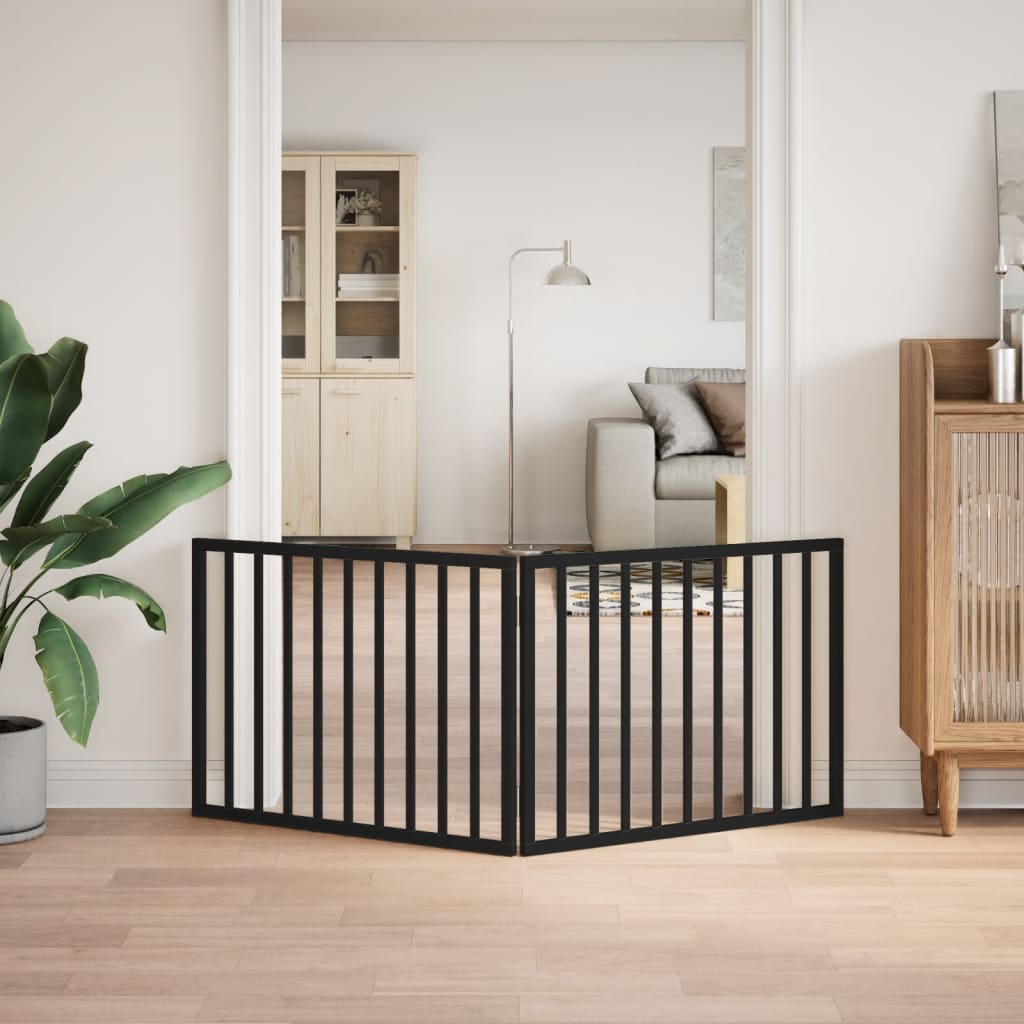 Geata madra infhillte Vidaxx 2 phainéal dubh adhmaid poibleog 160 cm