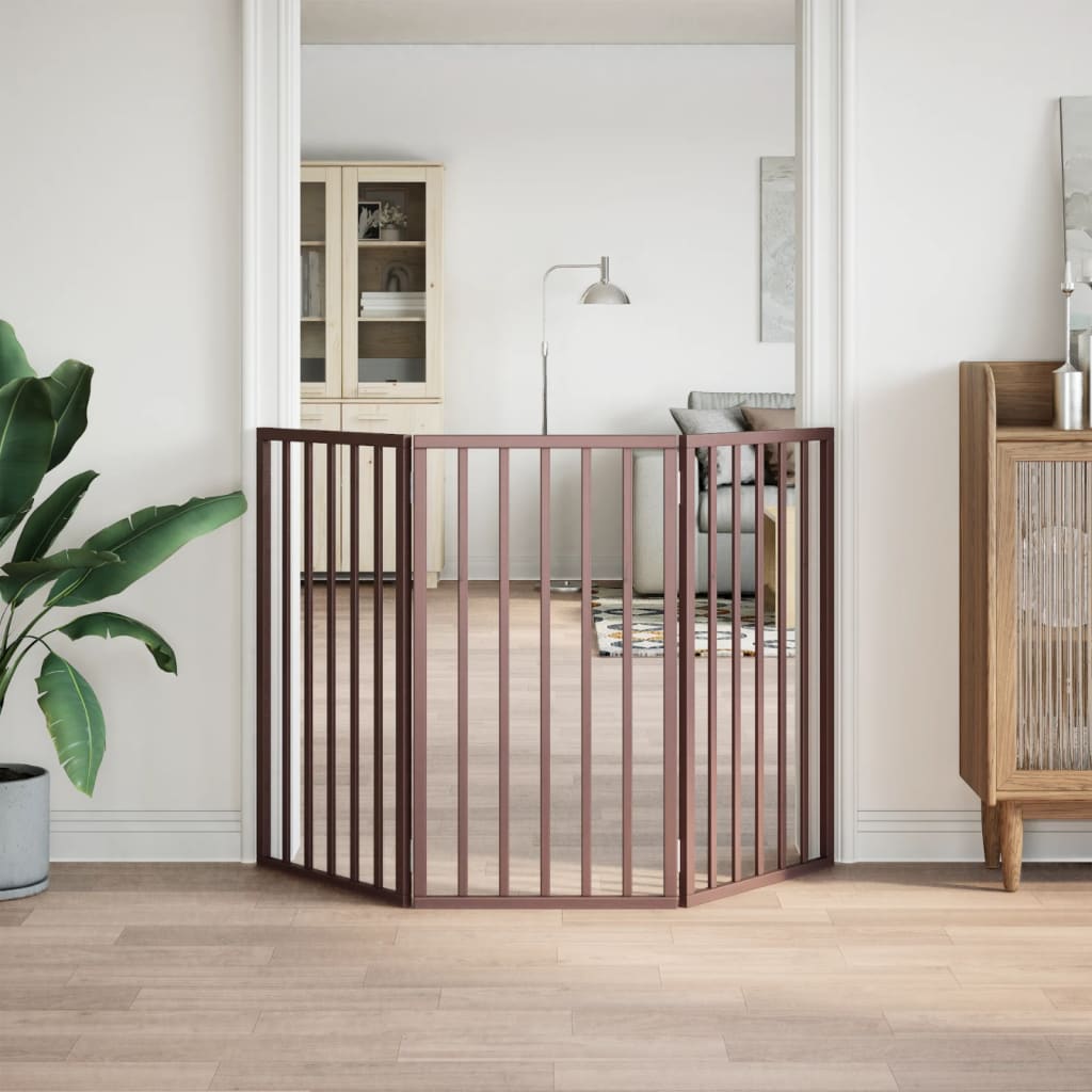 Vidaxl sulankstomi šunų vartai 3 skydai 150 cm tuopos medienos rudos spalvos