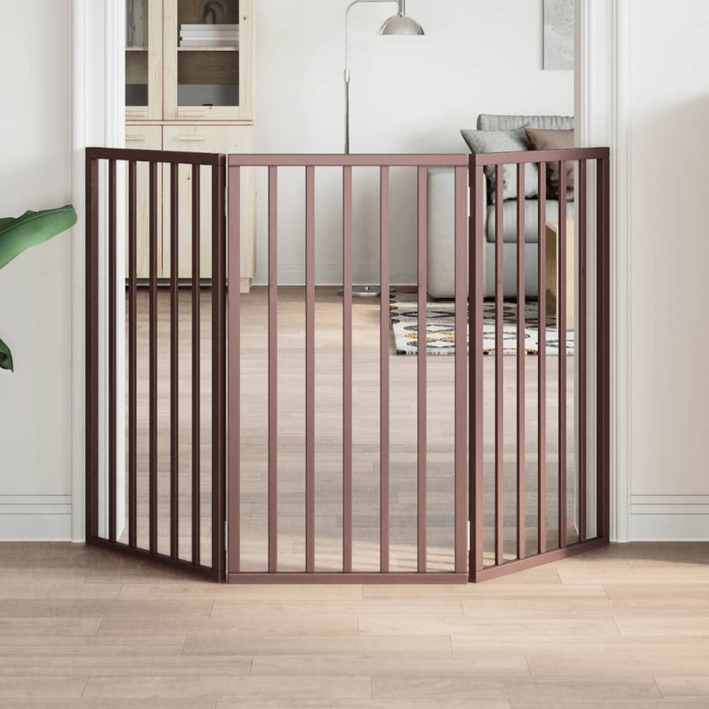 Vidaxl Hundezaun zusammenklappbar 3 Paneele 150 cm Pappelholz braun