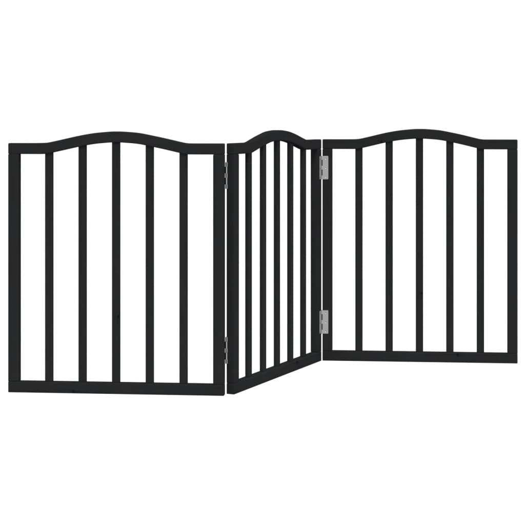 Vidaxx foldable dog gate 3 panels 150 cm poplar wood black