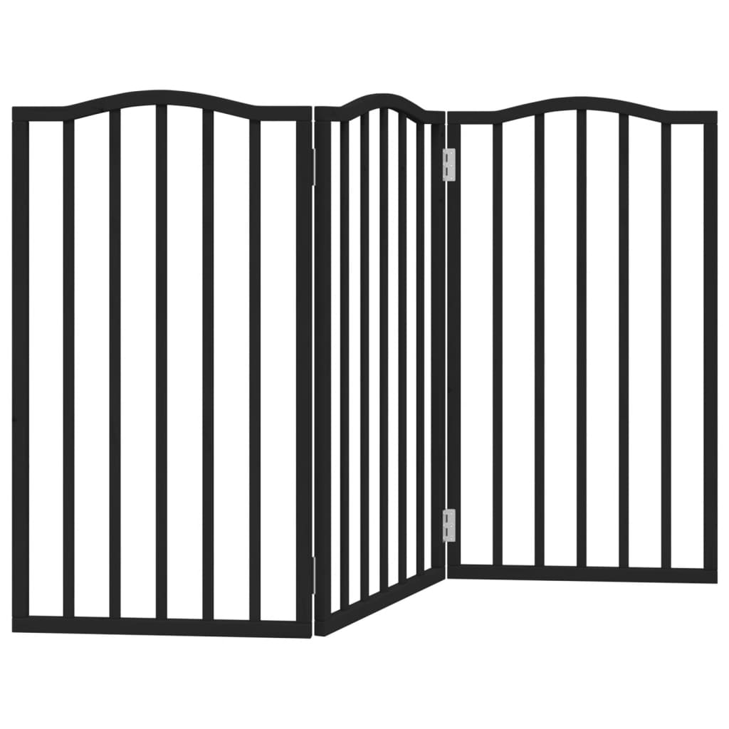 Vidaxx foldable dog gate 3 panels 150 cm poplar wood black