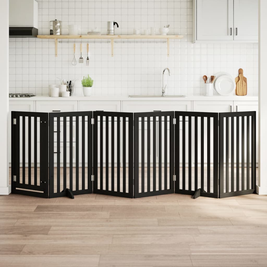 VidaXL dog fence Collapsible 6 panels 300 cm Populierhout Black