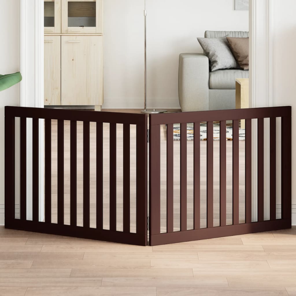 Vidaxl Hundezaun zusammenklappbar 2 Paneele 160 cm Pappelholz braun